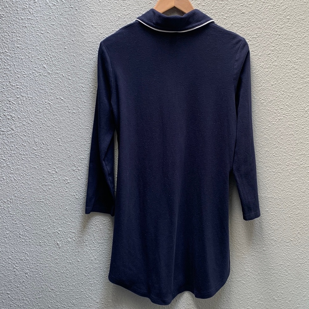 LAUREN Ralph Lauren long-sleeve Pajama dress Sz S Navy white Henley Winter Pjs - Picture 9 of 9